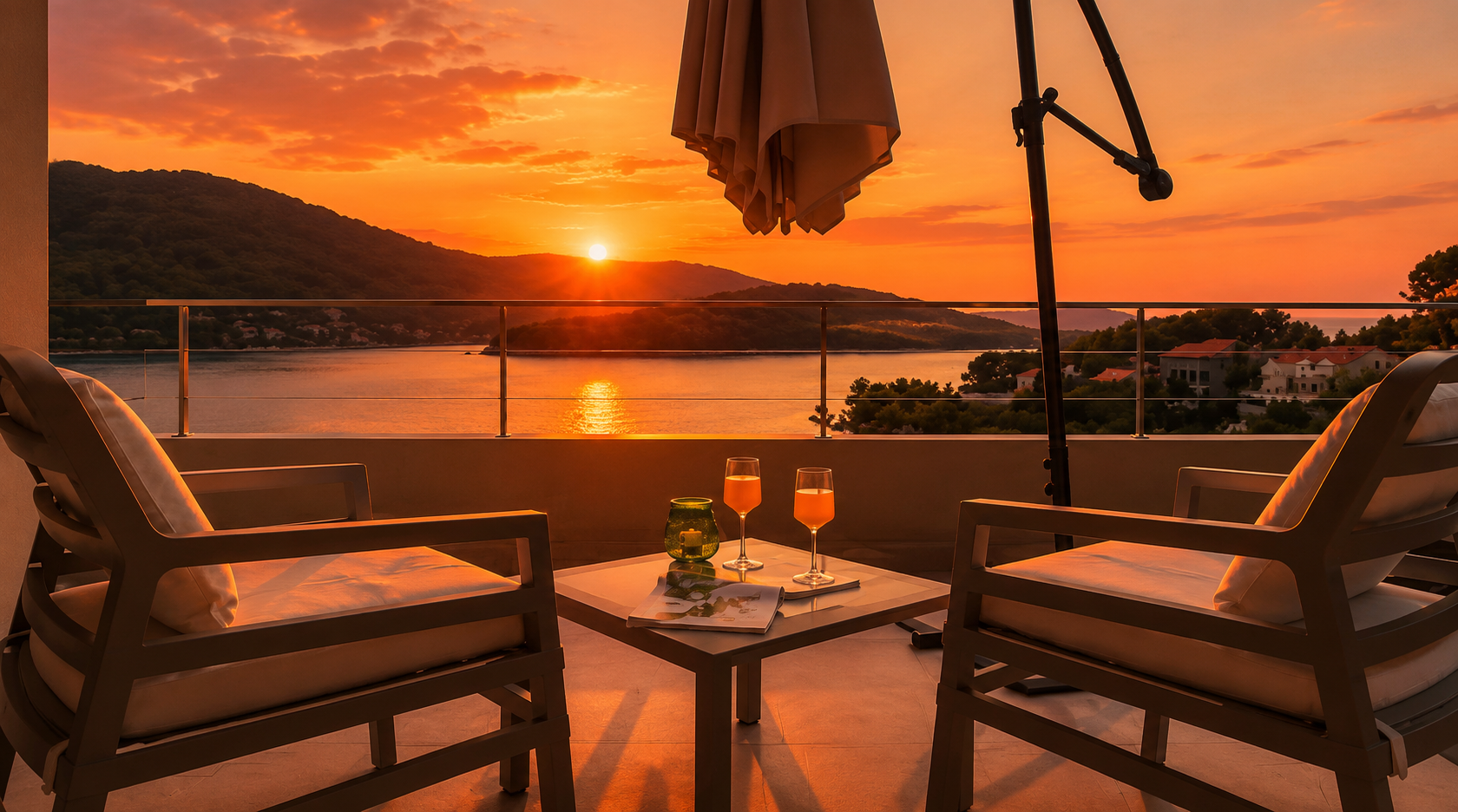 Zalazak sunca nad zaljevom kod Mikuline Luke, Vela Luka, Korčula